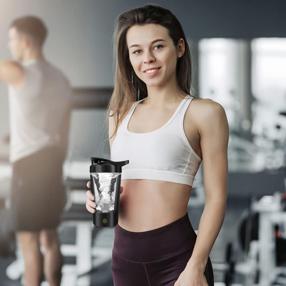 Electric Protein Shaker Bottle-Usb-C Rechargeable Protein Shake Mixer Cup-450Ml Portable Bottle Shaker for Protein Shakes and Coffee (Black)