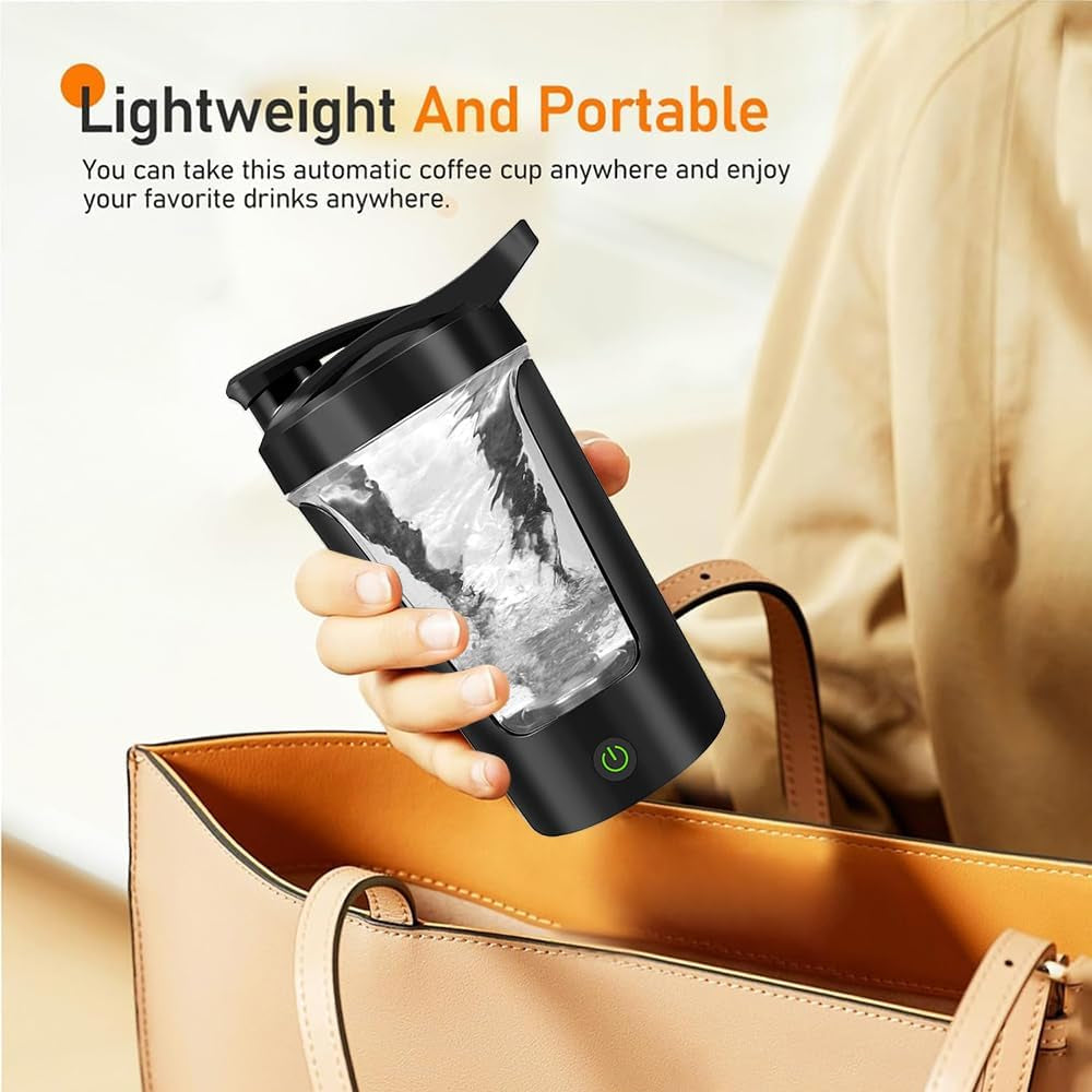 Electric Protein Shaker Bottle-Usb-C Rechargeable Protein Shake Mixer Cup-450Ml Portable Bottle Shaker for Protein Shakes and Coffee (Black)