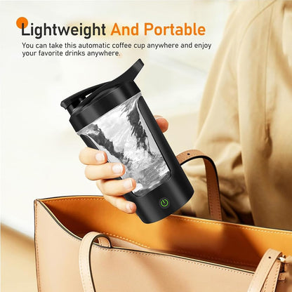Electric Protein Shaker Bottle-Usb-C Rechargeable Protein Shake Mixer Cup-450Ml Portable Bottle Shaker for Protein Shakes and Coffee (Black)
