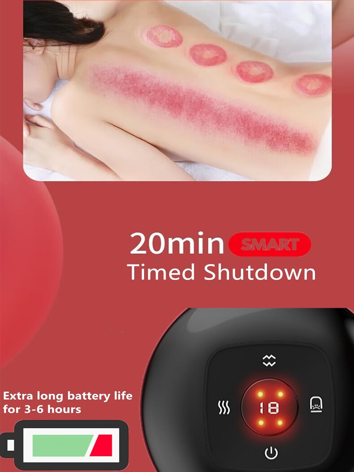 Smart Dynamic Cupping Therapy Set,Cellulite Massager 4 in 1 Vacuum Therapy Machine Cellulite Remover,Gua Sha Massage Tool With12 Level Temperature and Suction, 12 Level-Red