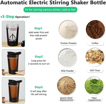 Electric Protein Shaker Bottle-Usb-C Rechargeable Protein Shake Mixer Cup-450Ml Portable Bottle Shaker for Protein Shakes and Coffee (Black)